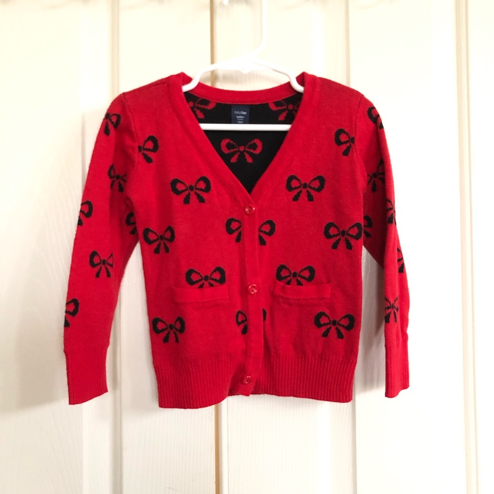 Baby gap red bow cardigan